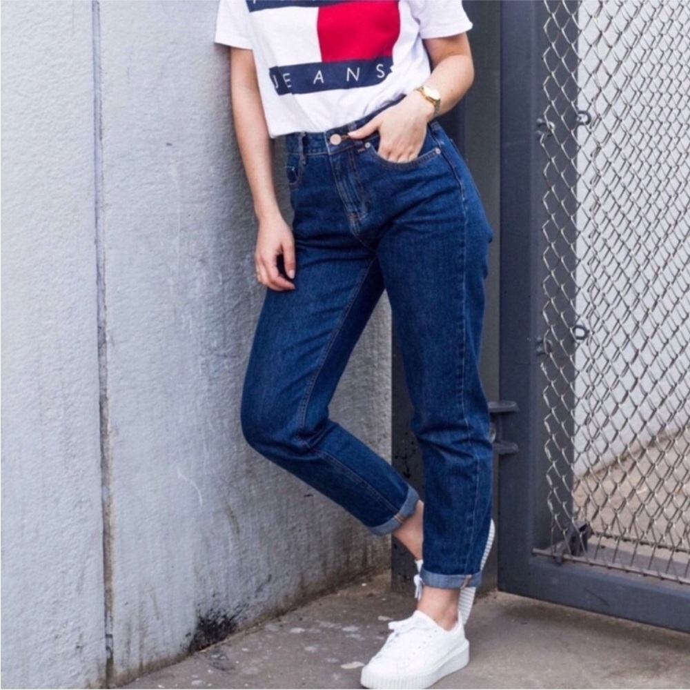 90’s Y2K Vintage Tommy Hilfiger Mom Jeans Sz 8 30X30.5 Dark Wash Retro Preppy